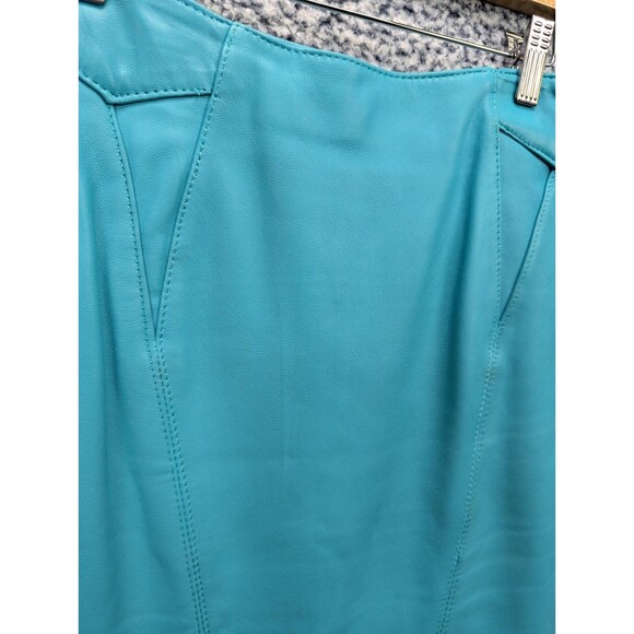 VTG Pelle Studio Western Leather Midi Skirt Size 8 Cowgirl Country Cowboy Blue - Picture 8 of 15